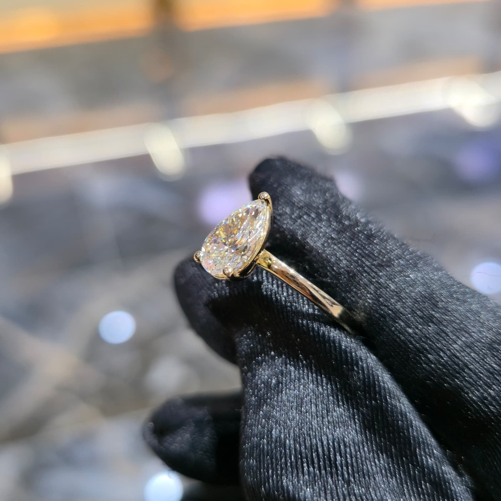 14K Gold 2.01ctw Lab Grown Diamond Pear Cut Ring F VS2 Solitaire Jewelry Palace