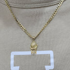 Real 10K Gold Cuban Curb Chain 4mm 20" w/ Basketball Pendant Charm Combo DEAL
