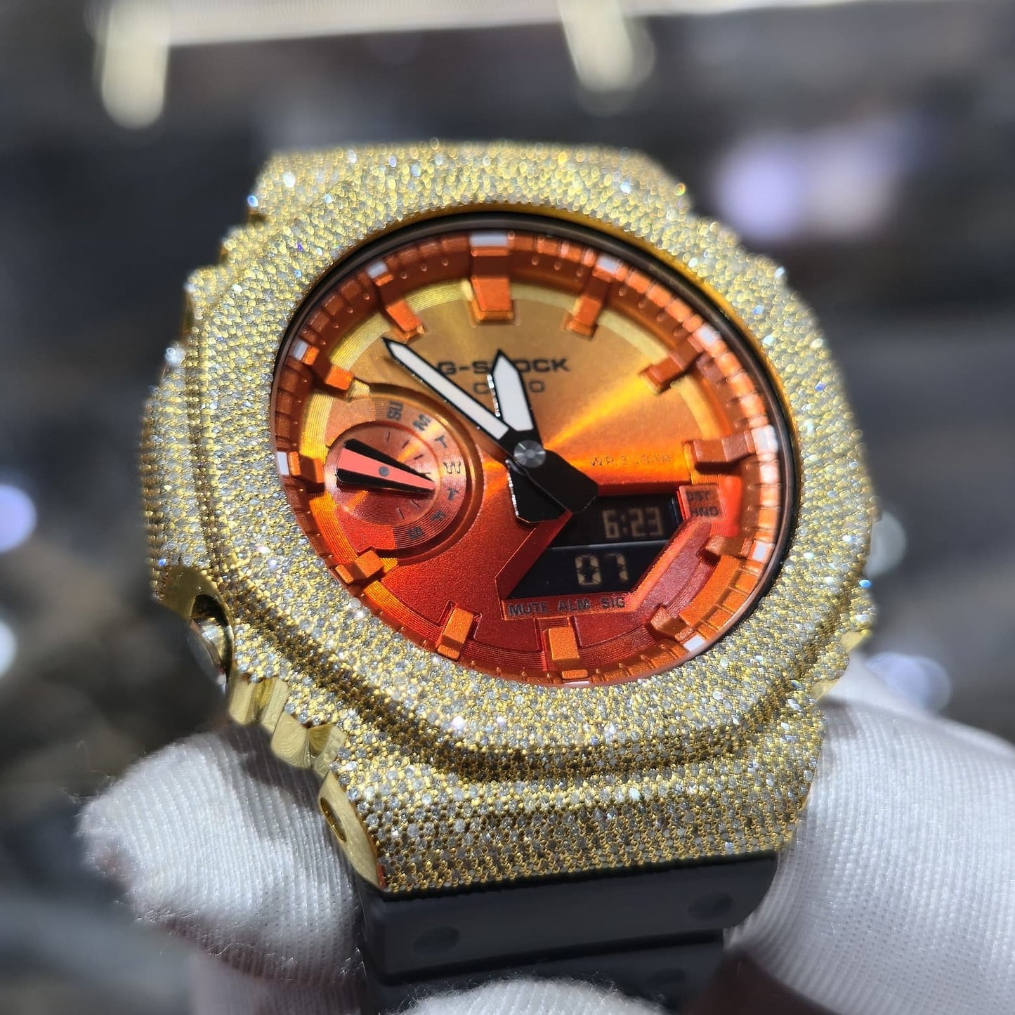 Casio G-Shock S2100  Iced Out Natural Diamond Watch 5CT | Inferno Dial
