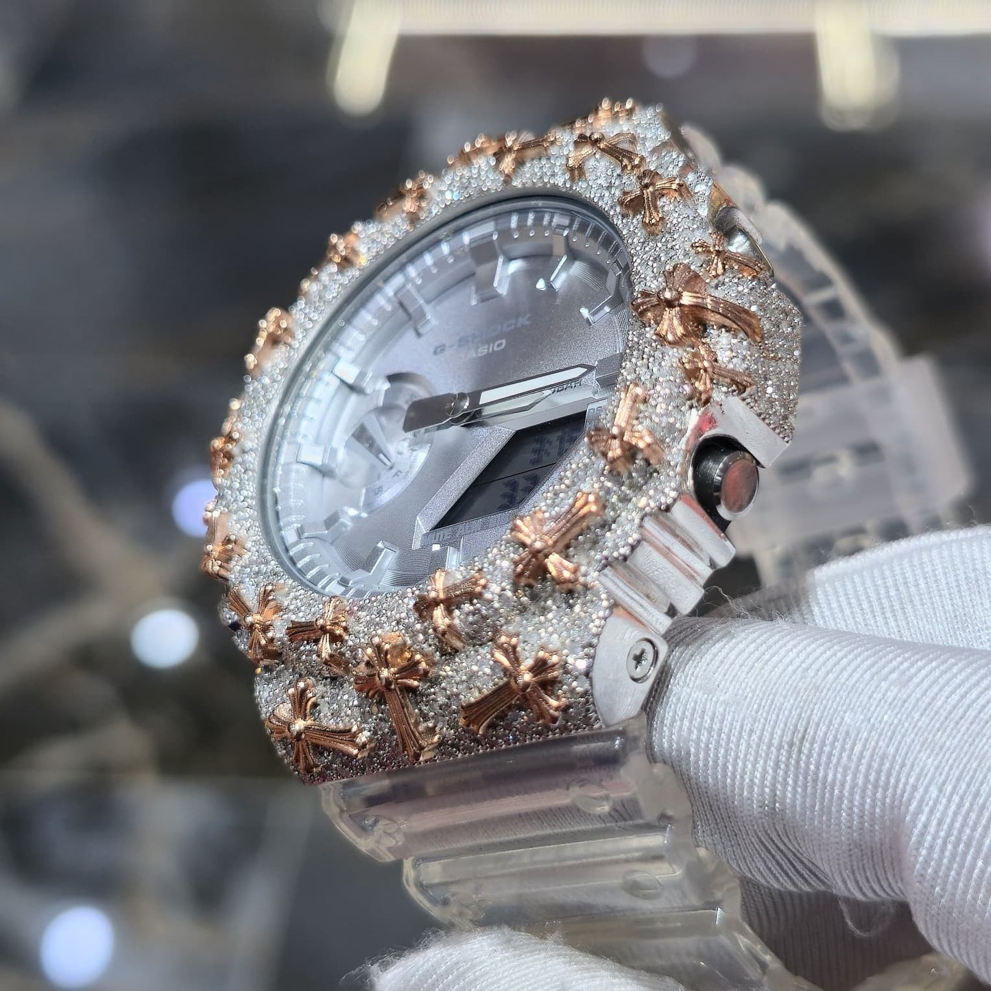Authentic Diamond G-SHOCK DW6900TR Watch Cross Bezel | 5.00 CTW Natural Diamonds