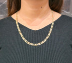 14K Solid Gold Tri Color Valentino Chain 22 inch 5mm Women