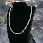 Real 10K Yellow Gold 6.03 CT Diamond Tennis Chain 22" Mens Baguette Necklace 4MM