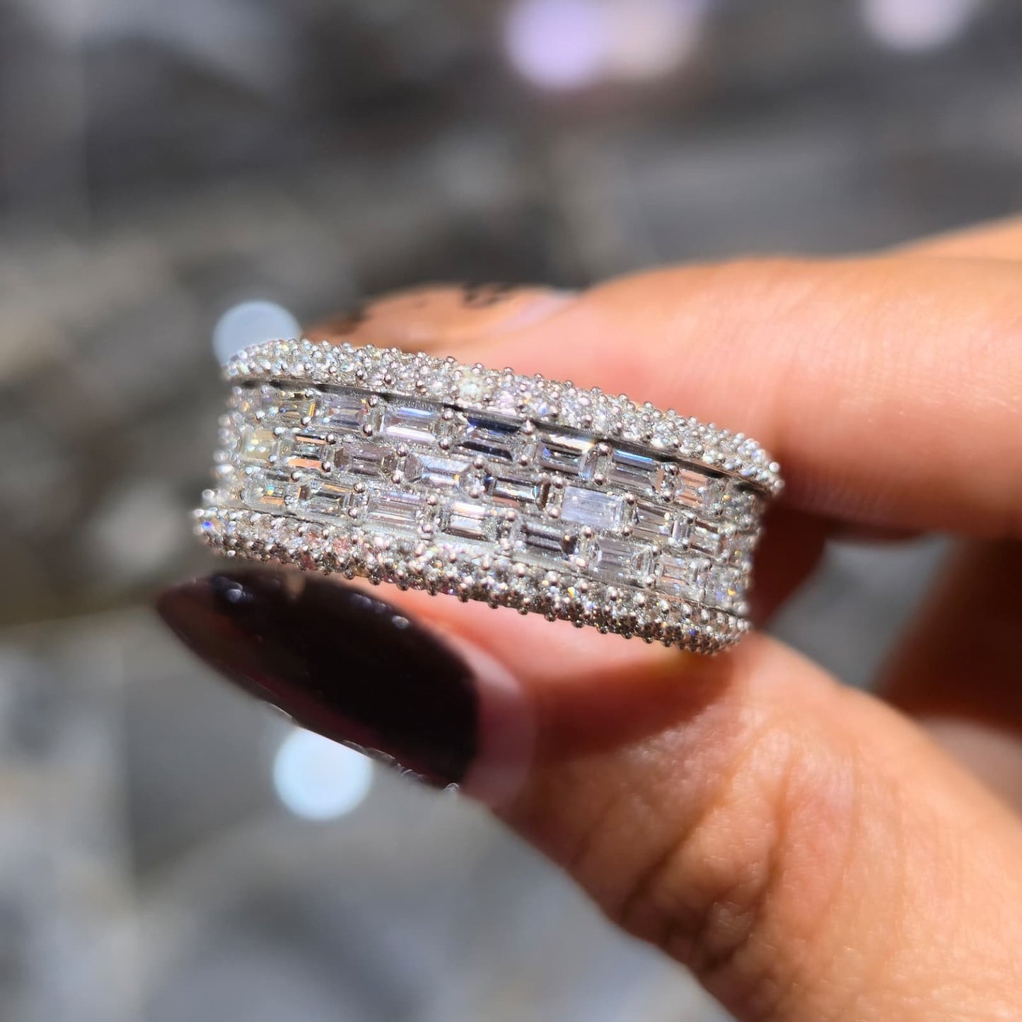 10K Lab Grown Diamond Men's Ring 4.61CTW Baguette Pavé-Channel Set “Rivers” | JP