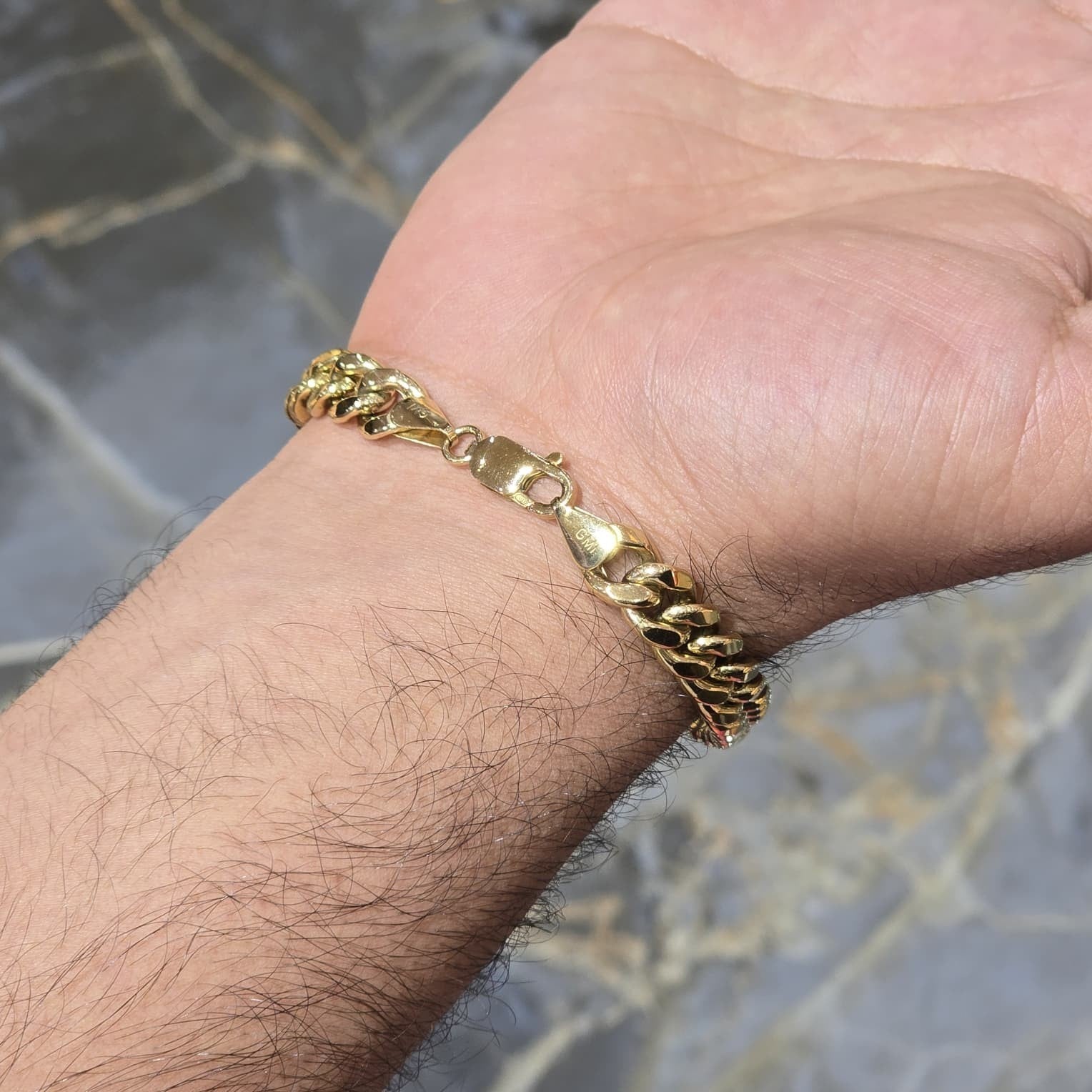 10K Gold Cuban Link Bracelet 9.5mm 9 Inch Solid Yellow Gold Men Women