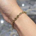 Real 10K Yellow Gold Hollow Puff Gucci Link 5 mm Bracelet 7 inch 4.13 grams