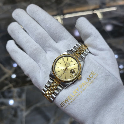 Rolex Datejust 36 16233 Champagne Dial Vintage Two Tone Jubilee Gold Steel