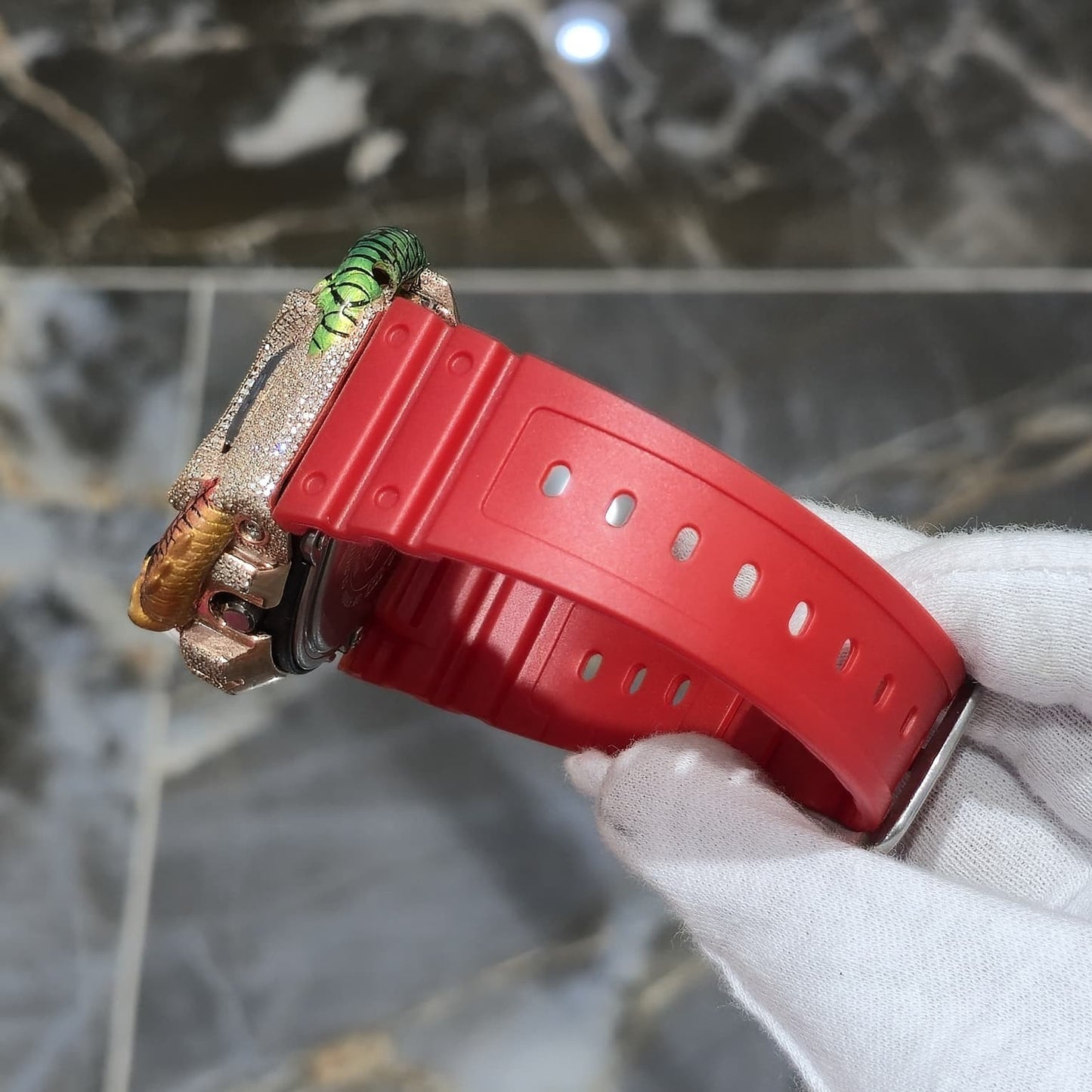 Casio G-Shock (RED) 6900 Iced Out Diamond Watch 5 CTW