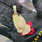 10K Gold 5.50ctw Diamond Praying Hands Pendant Iced Out Yellow Gold