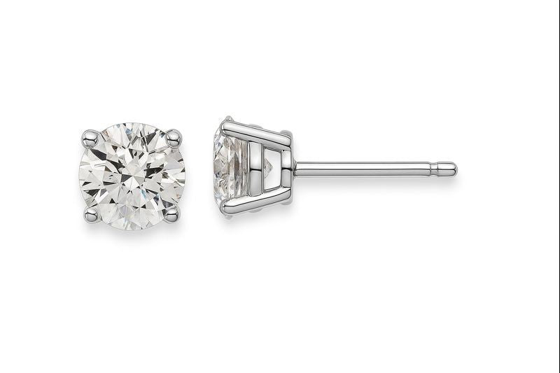 IGI F/VS 2 Ct Round Lab Created Grown Diamond Earrings Real 14K White Gold Screw
