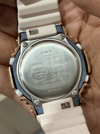 Casio G-Shock Pink S2100BA Iced Out Diamond Watch 5CT