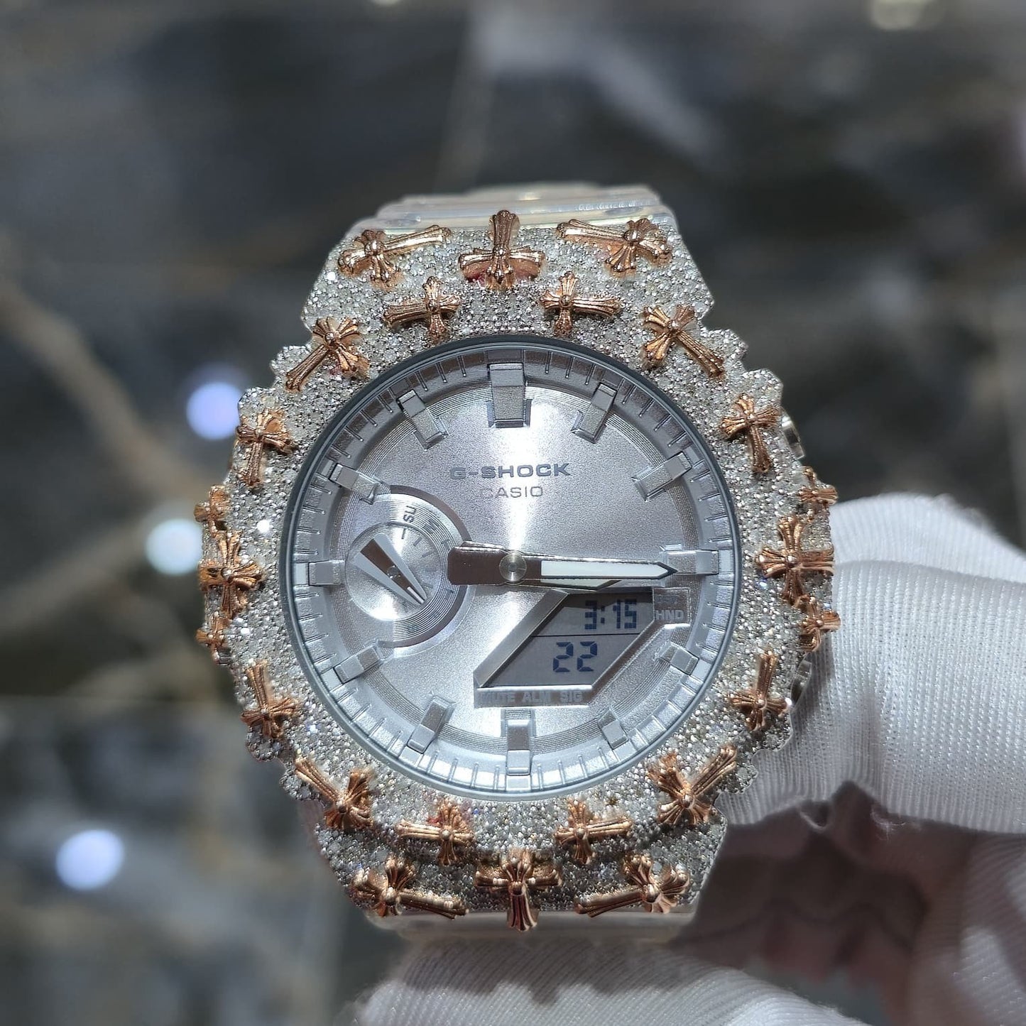 Authentic Diamond G-SHOCK DW6900TR Watch Cross Bezel | 5.00 CTW Natural Diamonds