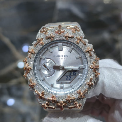 Authentic Diamond G-SHOCK DW6900TR Watch Cross Bezel | 5.00 CTW Natural Diamonds