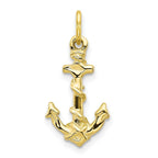 10K Yellow Gold 3-D Anchor With Shackle and Entwined Rope Charm Pendant 0.69gm