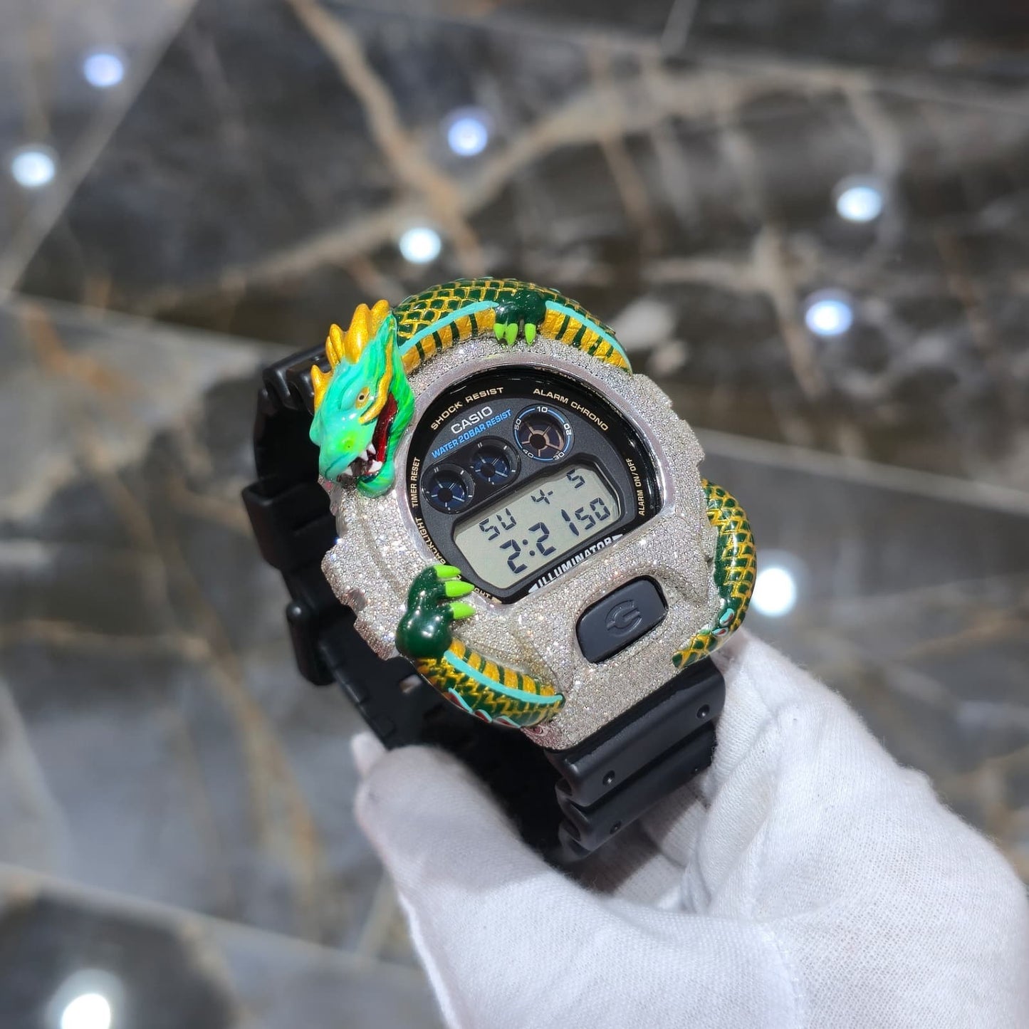 Casio G-Shock (Black) 6900 Iced Out Diamond Watch 5 CTW