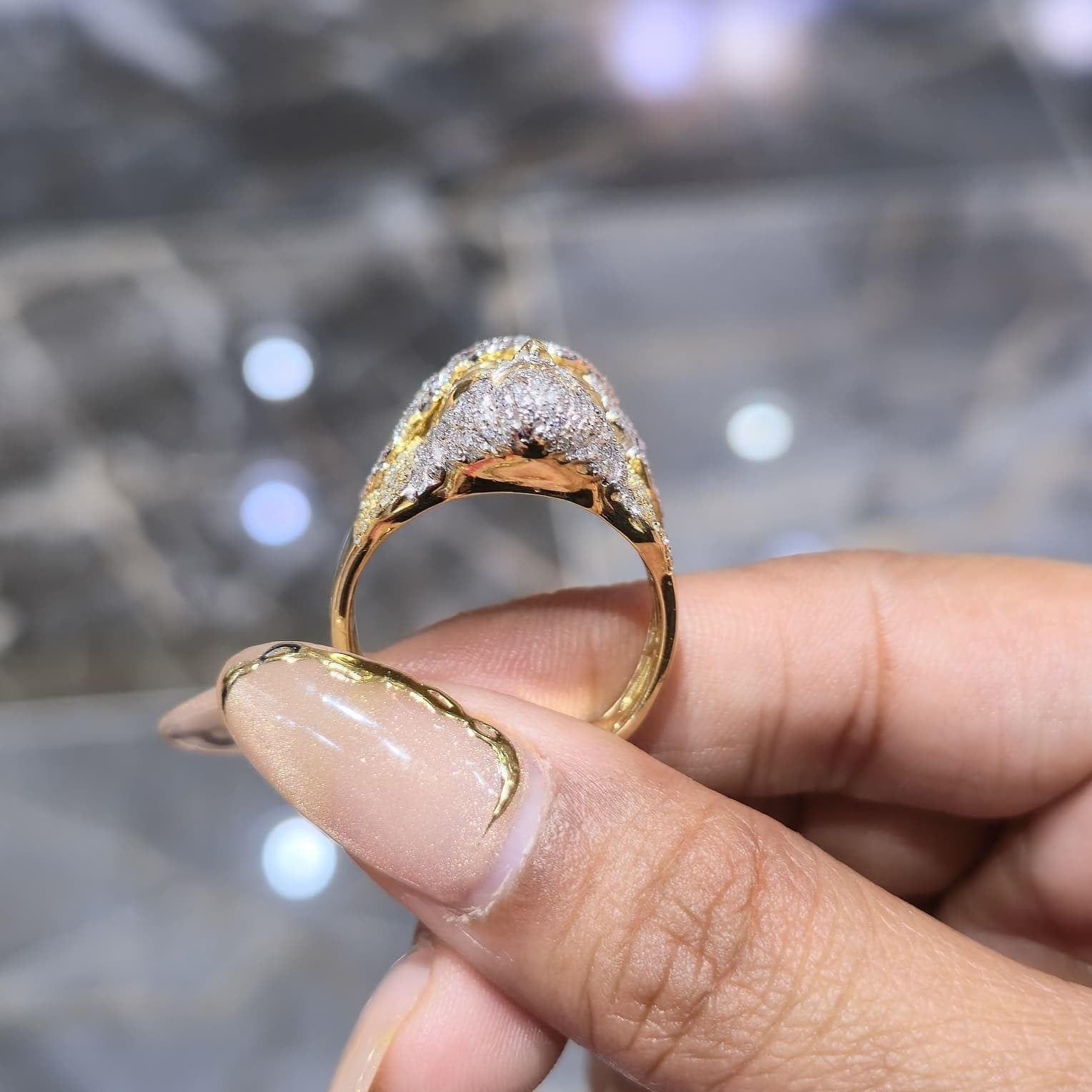 10K Yellow Gold Natural Diamond Jesus Head Ring 1.05 CTW Religious Men's Ring