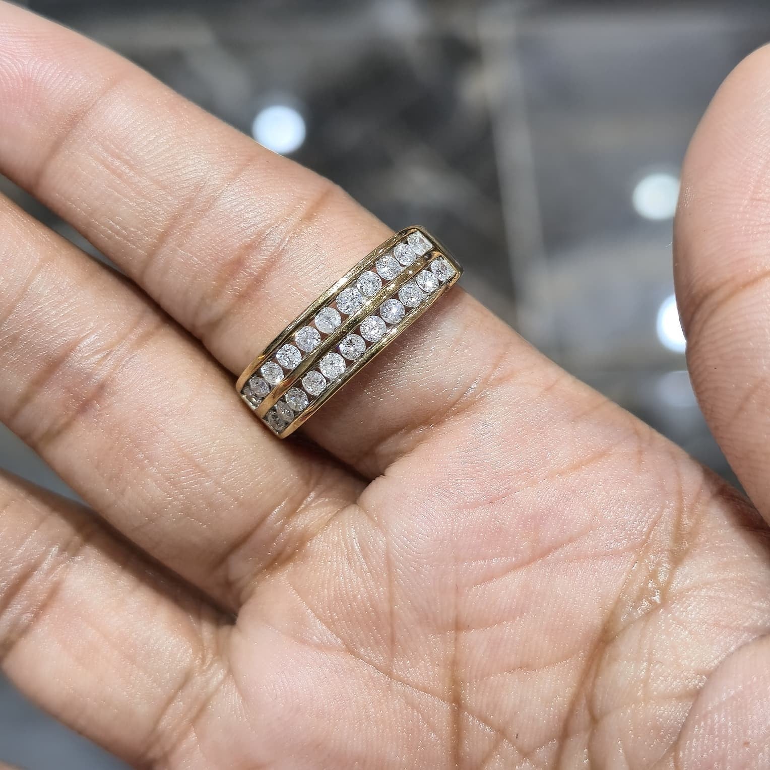 Mens Wedding Band 10K Yellow Gold Double Row 1.00CTW Round Cut Diamond DEAL!!!