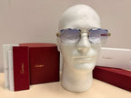 Men's Cartier Signature C 3.00ct Natural Diamond Woods & Lenses Sunglasses