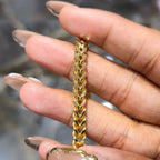 10K Yellow Gold Franco Chain Bracelet 5mm – Solid Box Square Wheat Link, 8” Unis