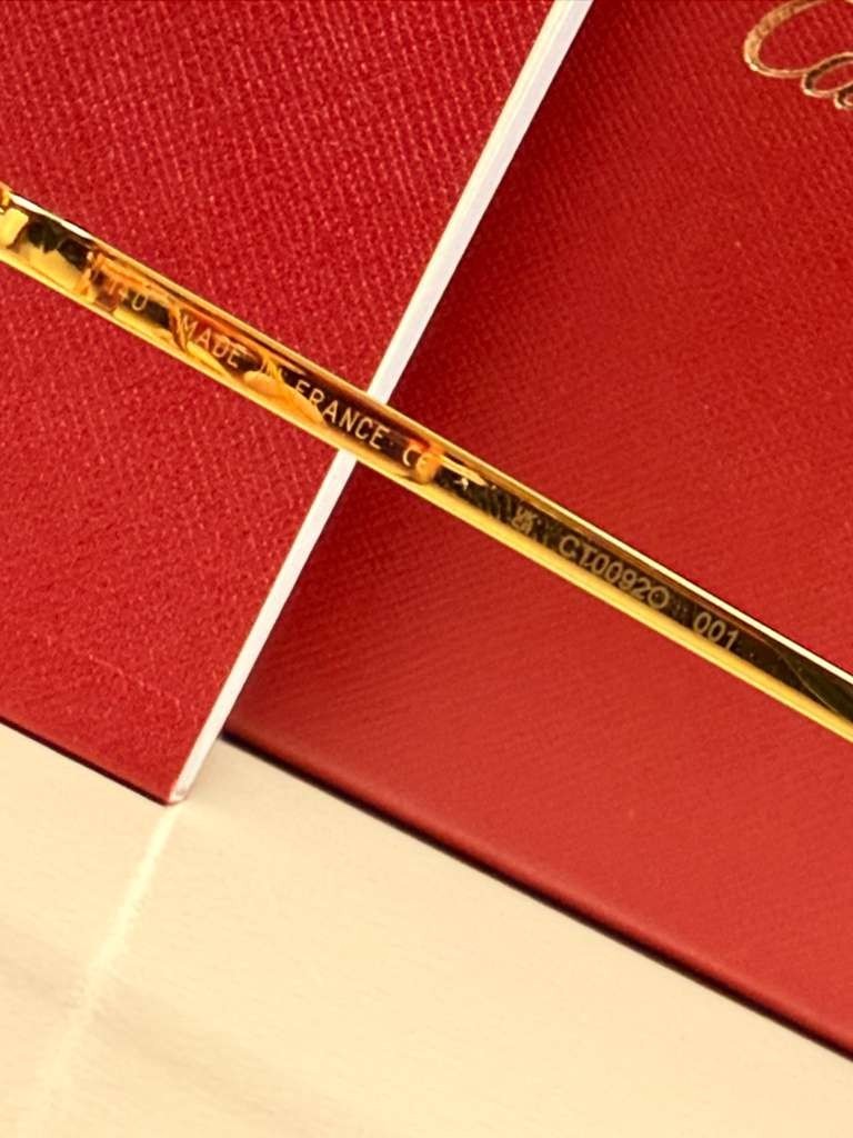 Cartier Big C Rimless Heart Sunglasses Pink Gradient Lens Gold Frame Full Set.