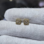 DEAL! 10K Gold Real Natural Diamond Cushion Stud Earrings 0.22 CTW 6MM Screwback