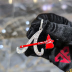 10K White Gold Atlanta Drip Pendant 2.50ctw Diamond Red Enamel Iced Out 2"