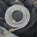 10K Yellow Gold Diamond Tennis Chain Necklace 3.3mm GH SI Men Women