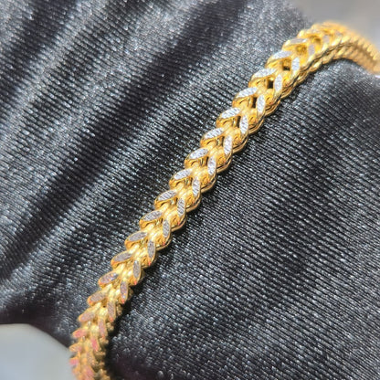 10KT Gold Chain 3.8mm Franco Womens Bracelet 6.7 Grams 8 inches Jewelry Palace