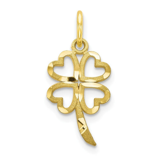 10k Yellow Gold Small Irish Lucky Four Leaf Clover Charm Pendant 0.5 gram