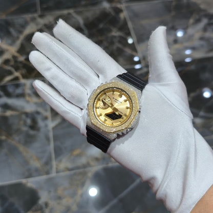 Casio G-Shock S2100  Iced Out Natural Diamond Watch 5CT | Gold Dial