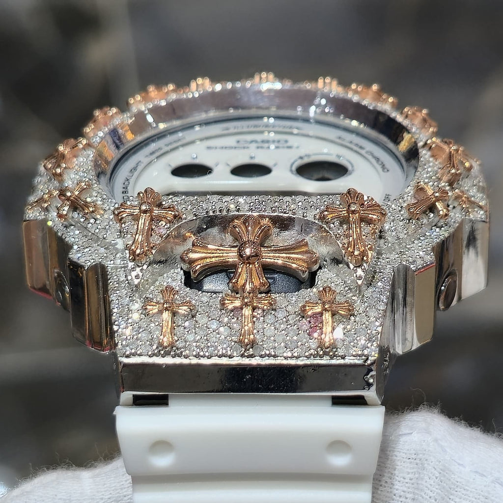 Authentic Diamond G-SHOCK DW6900TR Watch Cross Bezel | 5.00 CTW Natural Diamonds
