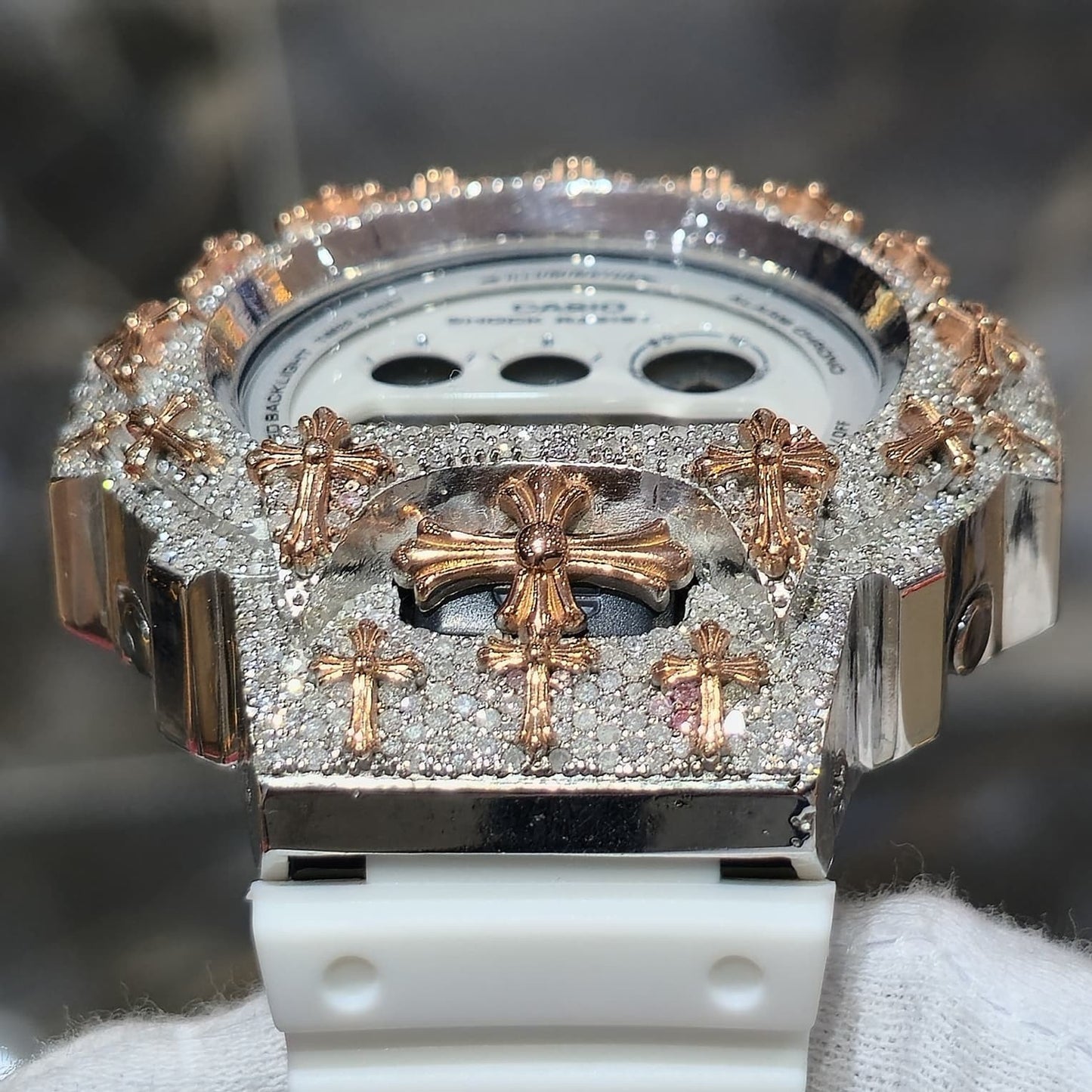 Authentic Diamond G-SHOCK DW6900TR Watch Cross Bezel | 5.00 CTW Natural Diamonds