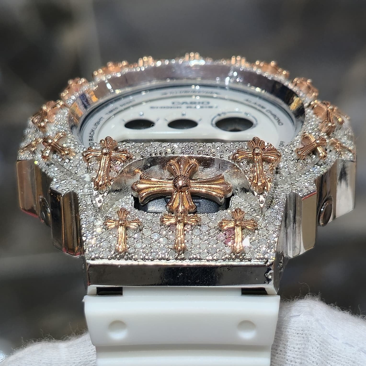Authentic Diamond G-SHOCK DW6900TR Watch Cross Bezel | 5.00 CTW Natural Diamonds