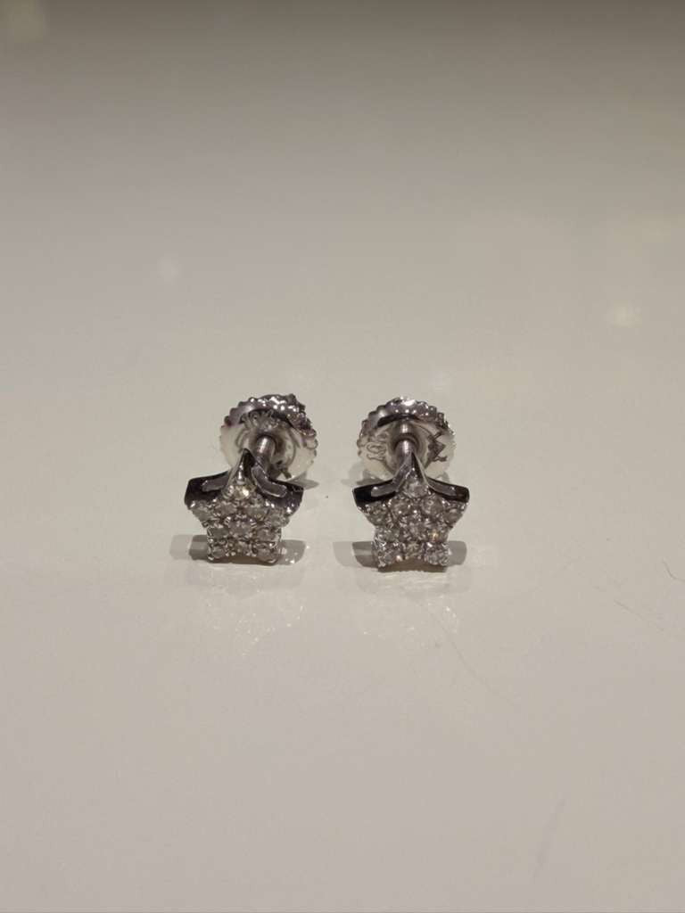 1/20 Ct Round Natural Diamond Star Stud Earrings in 10K Solid White Gold 5MM