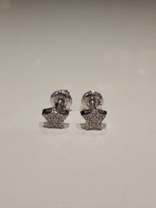 1/20 Ct Round Natural Diamond Star Stud Earrings in 10K Solid White Gold 5MM
