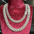 Natural Diamond Miami Cuban Chain 10MM 12MM 17.78-22.20CT 925 Silver