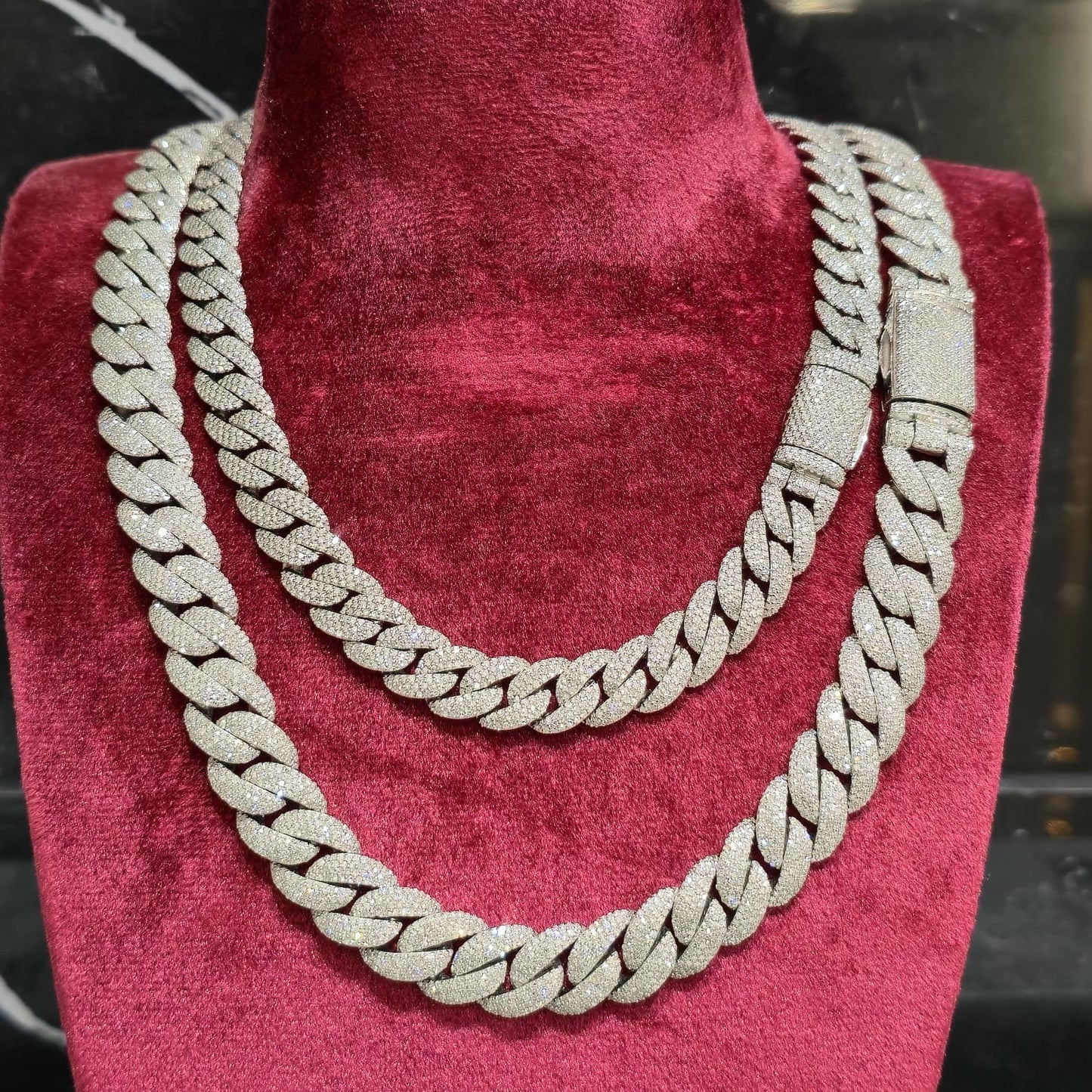 Natural Diamond Miami Cuban Chain 10MM 12MM 17.78-22.20CT 925 Silver