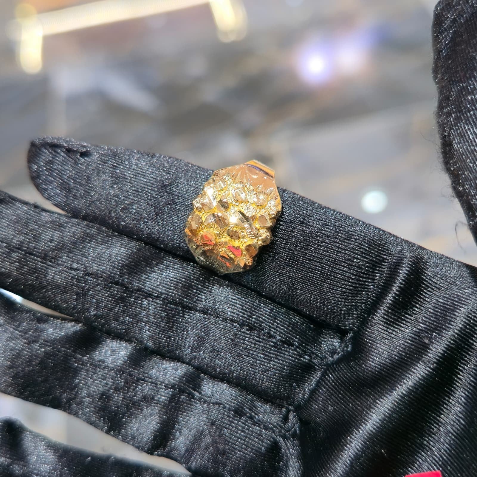 10K Yellow Gold Nugget Ring Men Solid Statement Dome Heavy Bold Real