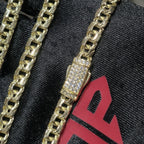 10K Yellow Gold Chino Link Chain Necklace Bracelet Set Mens 20" 7" 5mm CZ Clasp