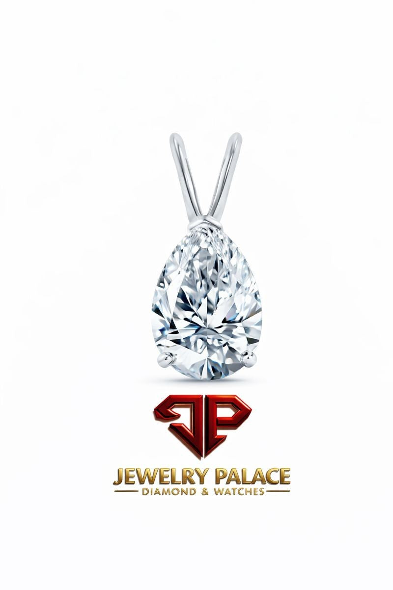 IGI F/VS 1 Ct Pear Lab Created Grown Diamond Pendant Necklace 14K White Gold 18"