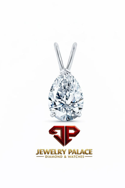IGI F/VS 1 Ct Pear Lab Created Grown Diamond Pendant Necklace 14K White Gold 18"