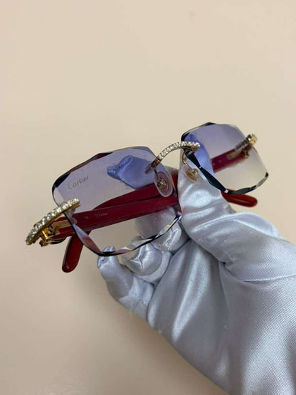Men's Cartier Signature C 3.00ct Natural Diamond Woods & Lenses Sunglasses