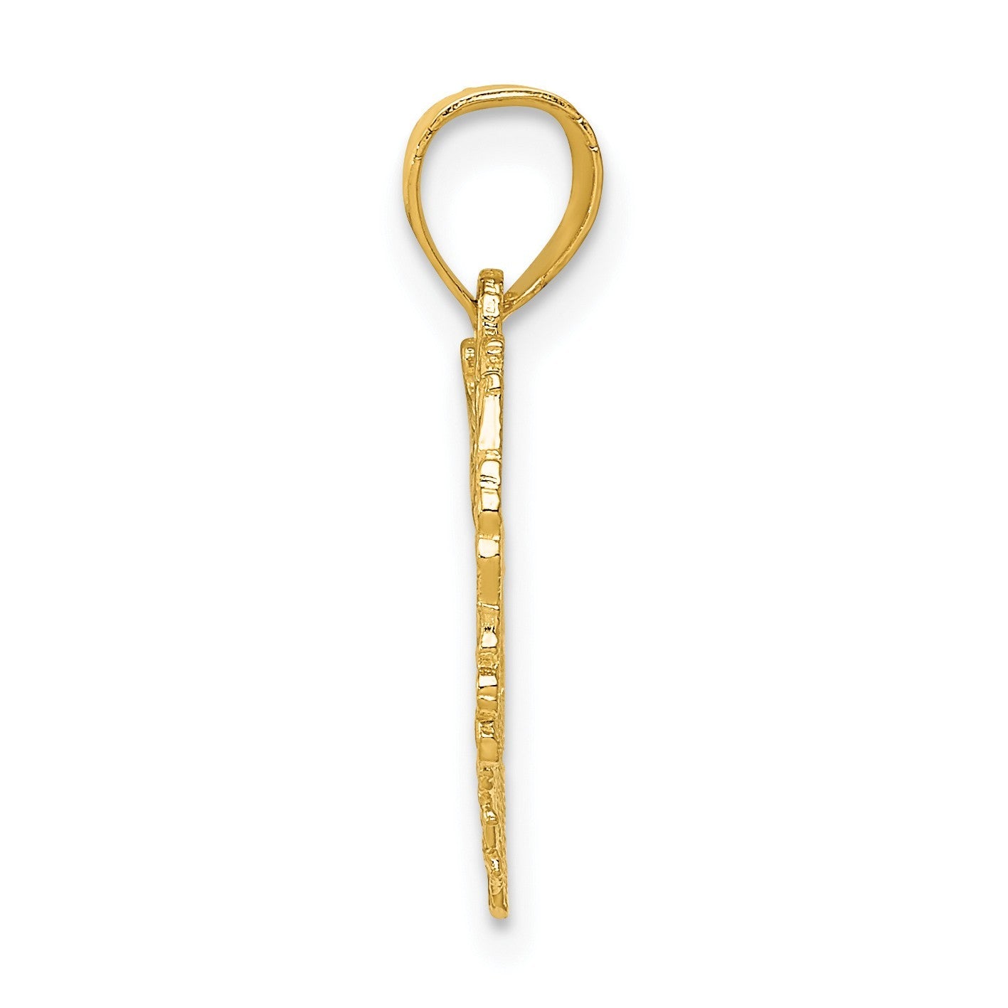 14K Yellow Gold Polished Floral Border Heart Pendant approx 1/2"