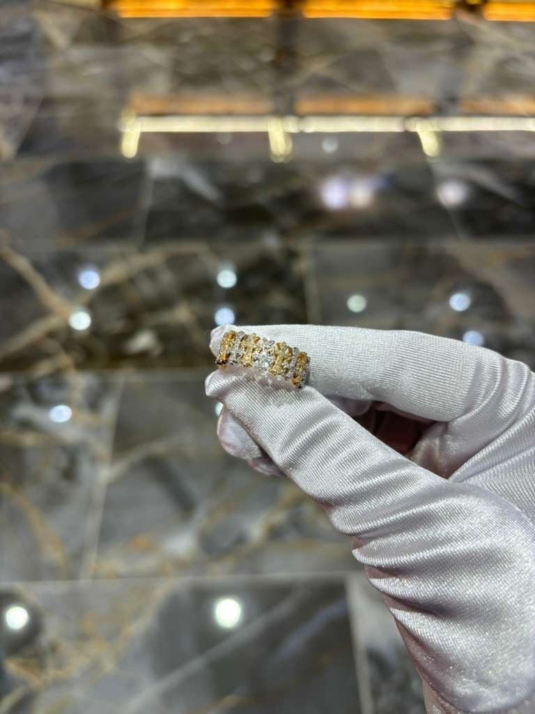 10K Yellow Gold Natural Diamond Cross Ring – 0.50 CTW Religious Band