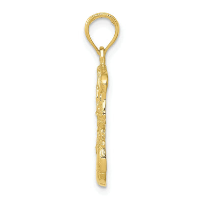 10K Yellow Gold Basketball Swoosh Net Pendant 1.36g Sports Gift Charm