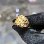 10K Yellow Gold Nugget Ring Men Solid Statement Dome Heavy Bold Real