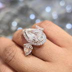 9.42CT Pear Lab Grown Diamond Engagement Ring | 14K Gold | E VVS2 | Halo 3-Stone
