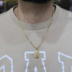 Real 10K Gold Cuban Curb Chain 4mm 20" w/Jesus Head Pendant Charm Combo Set DEAL