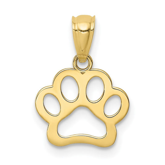 Real 10kt Yellow Gold Dog Paw Pendant