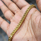 10K Yellow Gold Franco Chain Bracelet 5mm – Solid Box Square Wheat Link, 8” Unis