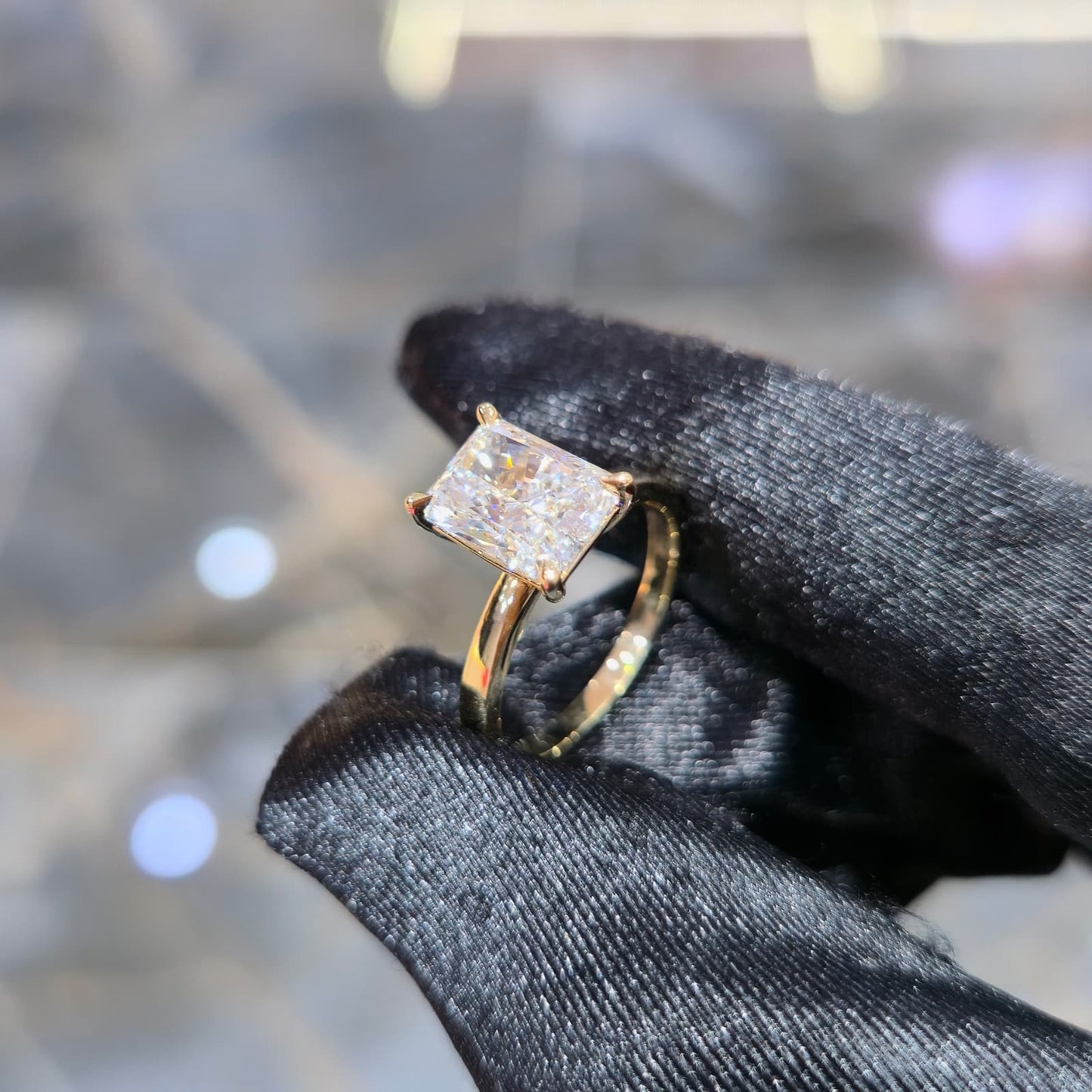 14K Gold 3.01ctw Lab Grown Diamond Radiant Ring F VS2 Solitaire Jewelry Palace